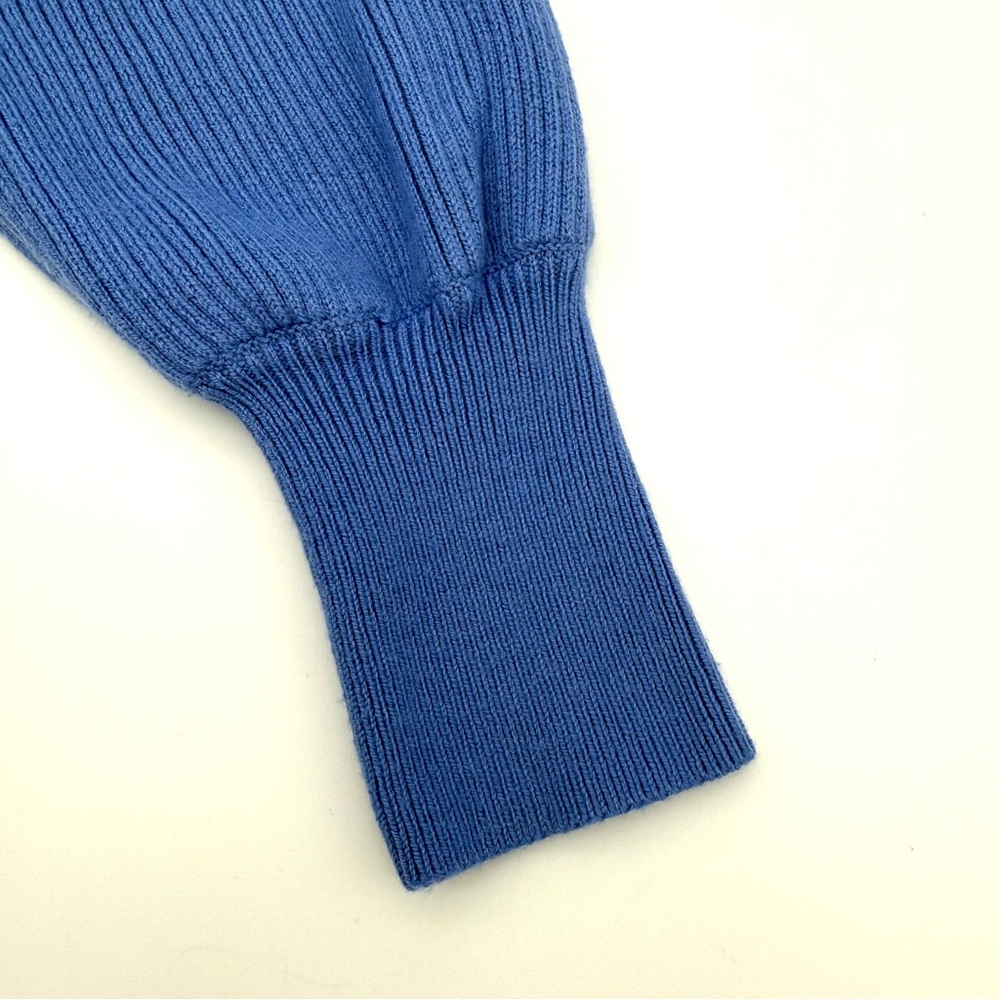 LOFT Womens Petite Ribbed Puff Sleeve Sweater Size Small S Petite Shirt Blue Top - Picture 5 of 6